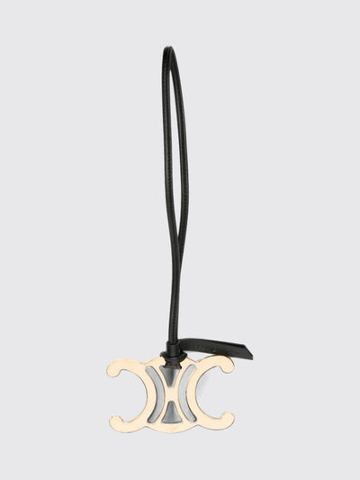 triomphe monogram keychain in smooth leather and chrome-plated brass