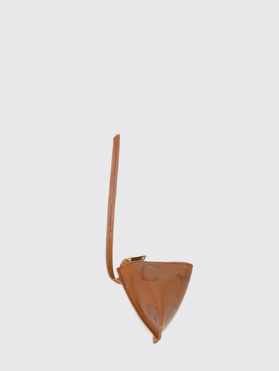 zipped keyring coin purse in smooth lambskin with printed logo