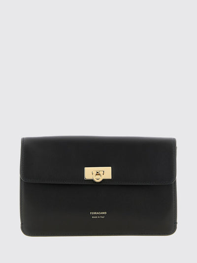mini calfskin leather crossbody bag with gancini logo