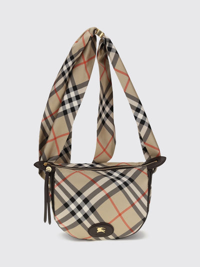 silk crossbody bag with vintage check pattern and ekd logo