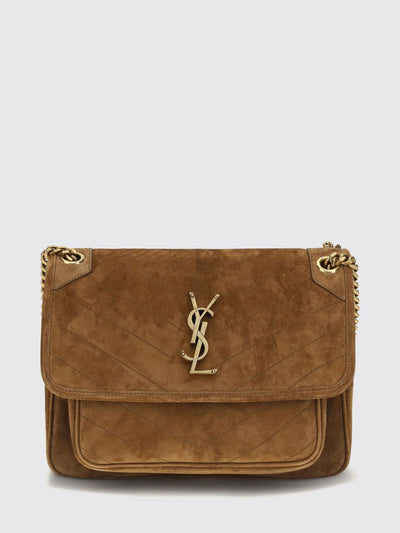 medium niki suede shoulder bag with chevron pattern