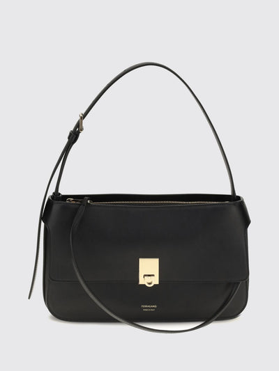 mini calfskin leather shoulder bag with gancini clasp