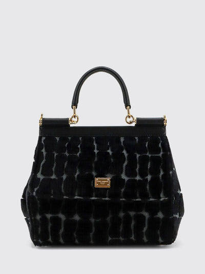 sicily velvet and calfskin handbag