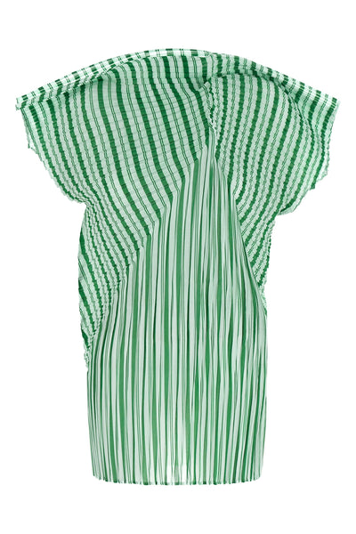 generic stripes (machine pleats) top in semi-transparent pleated fabric