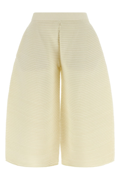 corrugated knit cropped pants in ribbed fabric