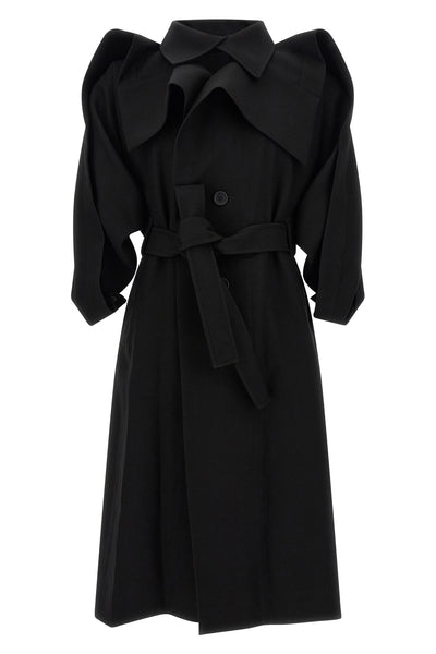 the calligraph issey miyake trench coat redefines classic volumes through a sc