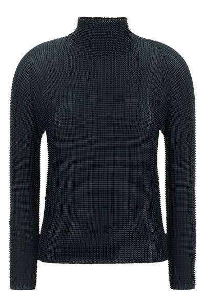 the wooly pleats-68 issey miyake high-neck blouse redefines volumes through a