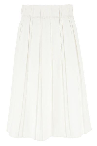 pleated linen midi skirt