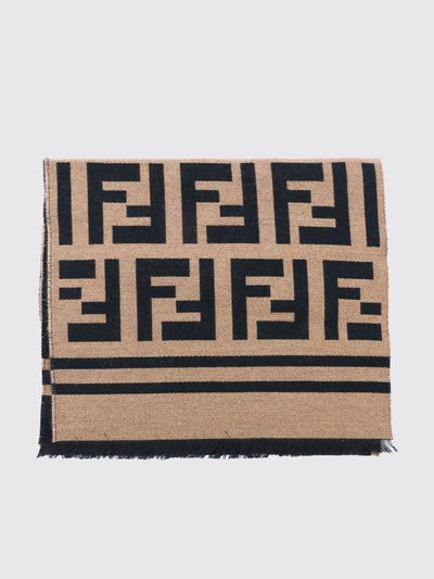 wool and silk blend scarf with jacquard ff monogram