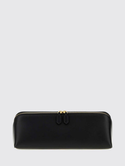 delta smooth calf leather clutch with double zip closure