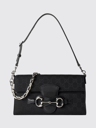 horsebit ristretto shoulder bag in gg monogram jacquard
