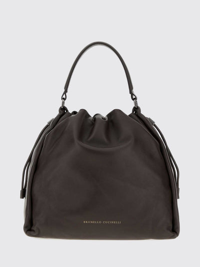 mellow smooth leather bucket bag with monili embellishment