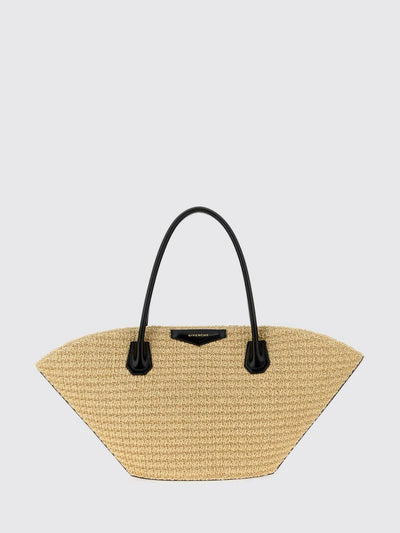 antigona sunset raffia shoulder bag with double handle