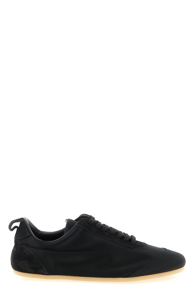 etage tone-on-tone satin and suede sneakers