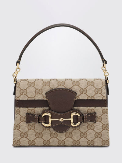 horsebit duomo mini handbag in gg jacquard and leather
