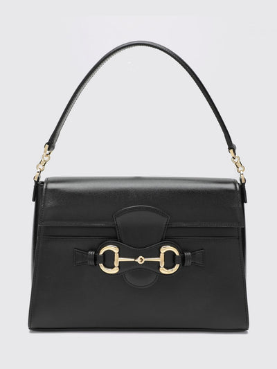 horsebit duomo calfskin leather shoulder bag with horsebit detail