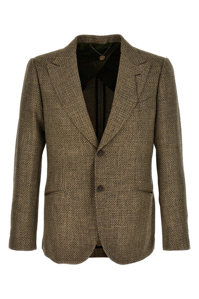 herringbone patterned wool blend keanu single-breasted blazer