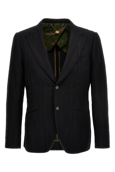keanu single-breasted blazer in pinstriped cotton blend