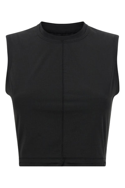 w run sleeveless crew neck top in tech fabric
