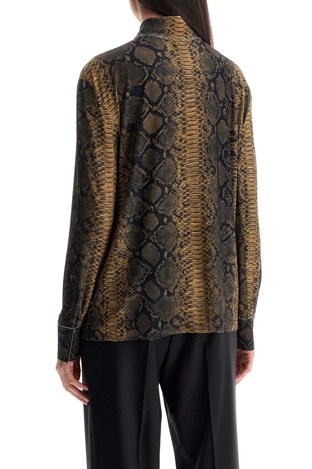 brown python print long sleeve shirt