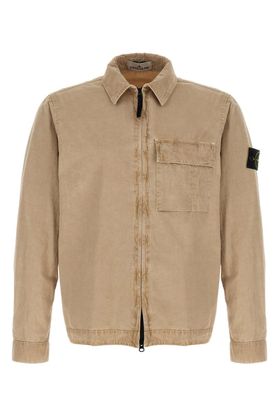 1200008 overshirt in garment-dyed brushed cotton canvas