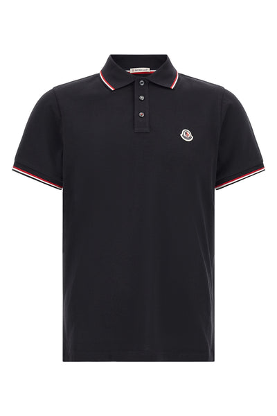 the moncler short-sleeved polo shirt in navy blue