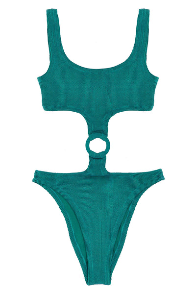 laurel one-piece swimsuit in crinkle lurex fabric
