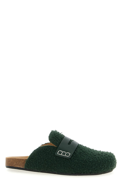 felt loafer mules in textured felt fabric