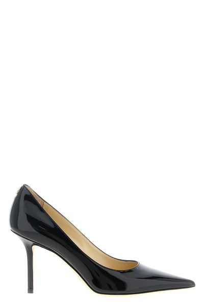 black leather patent jc contrasting logo