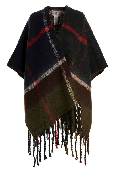isla boucle serape cape in all-over check print knit