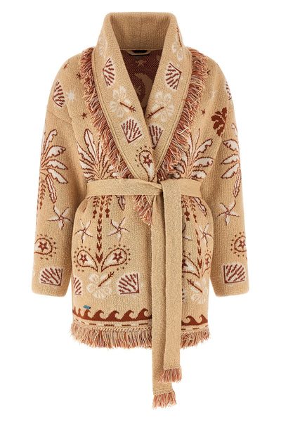 double echoes of the island cotton and wool blend knit cardigan