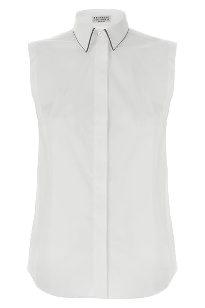 sleeveless shirt in stretch cotton blend