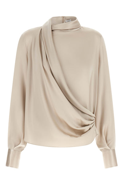 the brunello cucinelli blouse in fine stretch silk redefines everyday elegance t