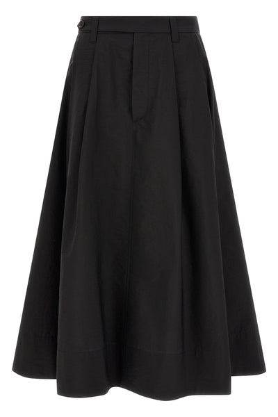 sartorial midi skirt in techno cotton poplin