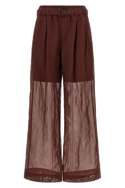 loose pants in semi-transparent cotton organza