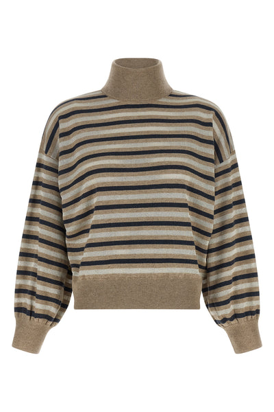 sparkling stripes sweater in a ribbed knit of virgin wool
