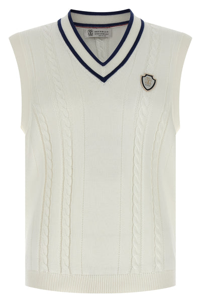 braided cotton knit vest