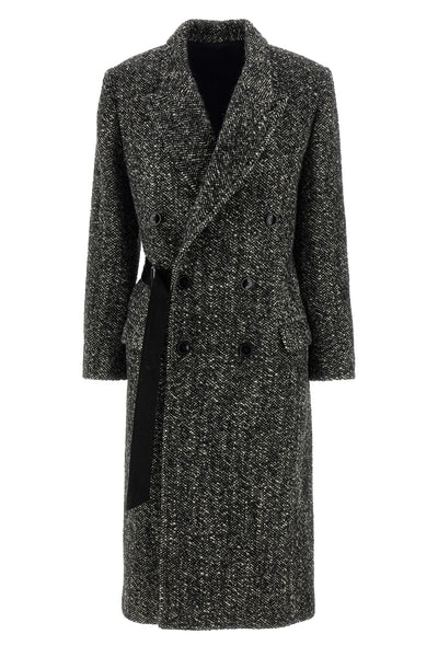 ebyane coat in herringbone virgin wool blend