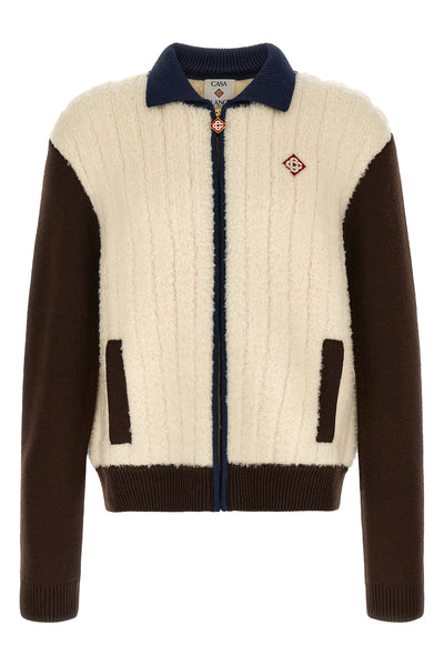 the casablanca café culture jacket features a hybrid construction that