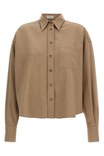 the brunello cucinelli shirt stands out for its relaxed silhouette