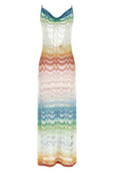 long dress in viscose shaded lamé made
