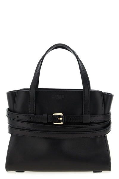 small leather tie me handbag
