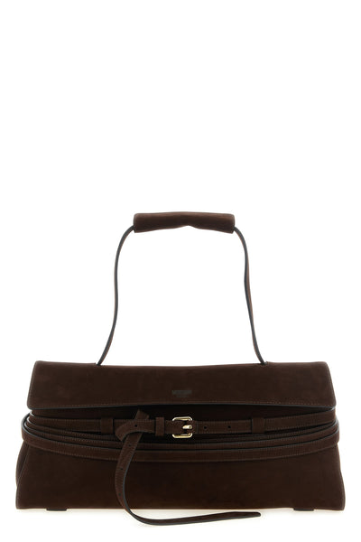 the moschino tie me shoulder bag in fine nubuck leather redefines the codes of