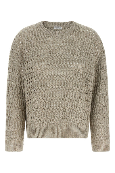 dazzling braids openwork linen blend sweater