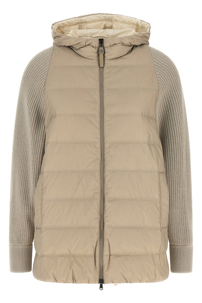 quilted and padded water-repellent matte nylon down jacket