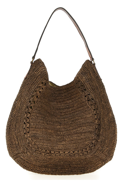 meva shoulder bag in crocheted raffia