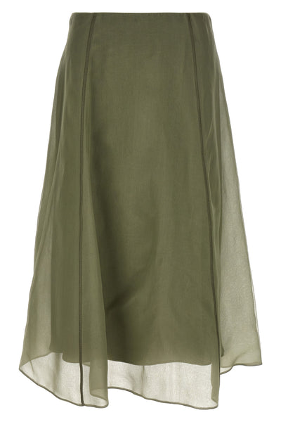 circle crispy silk midi skirt