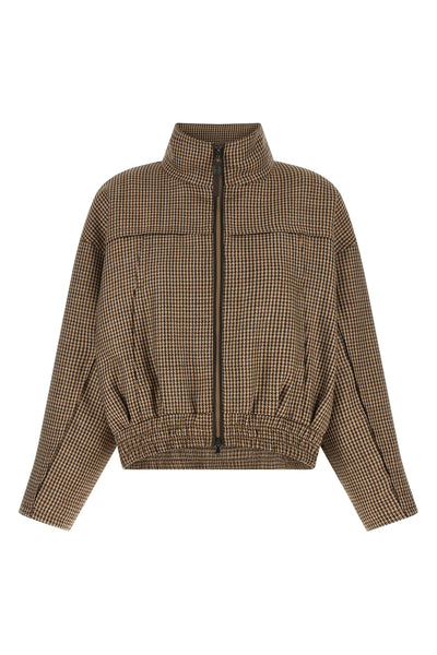 prince of wales-patterned virgin wool jacket woven