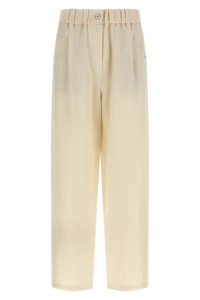 five-pocket pants in linen blend