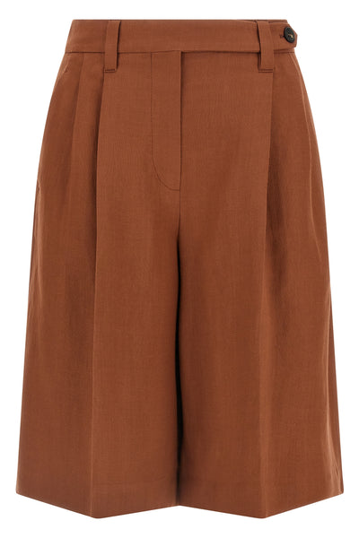sartorial bermuda shorts in viscose and linen fluid twill